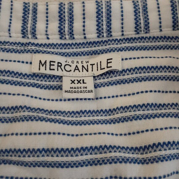 J. Crew Factory Women's Size XXL White Blue Stripe Tie Sleeve Button Up Shirt - Picture 6 of 14